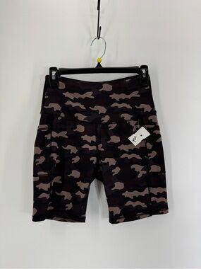 ⚙️ 3For$30 ⚙️ High-Waist Camo Performance Bike Shorts - Black/Brown